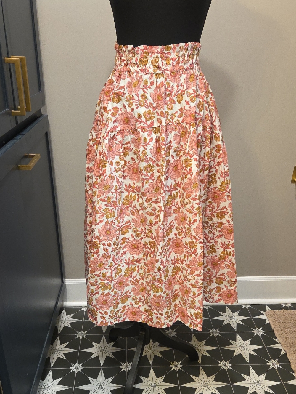 Marea By Liz Joy Pink Rust Floral Midi Skirt XS